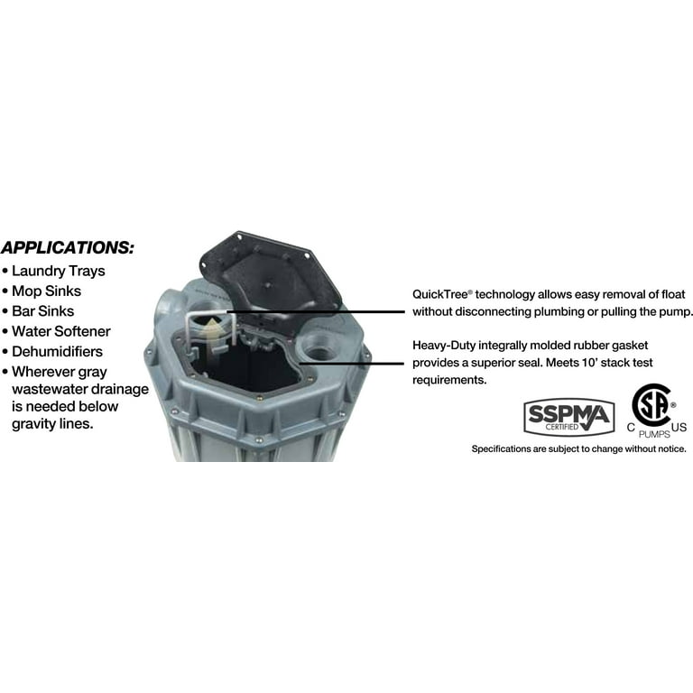 Liberty Pumps 404, 1/3 HP, Drain Pump - Walmart.com