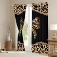thumbnail image 3 of Homewish Girls Vintage Ribbon Black Out Curtains, Brown Leopard Print Bowknot Curtains Pack of 2 (42x63 Each), Old Fashion Bedroom Curtains, Blackout Curtains Home Decor, 3 of 6