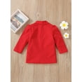 thumbnail image 3 of Kiapeise Little Girls Lapel Blazer Solid Long Sleeve Double-Breasted Coat Casual Outwear, 3 of 7