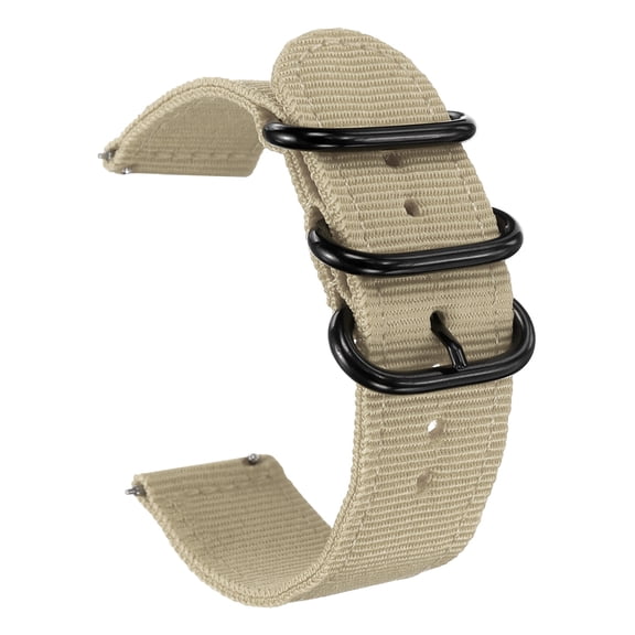 Uxcell Nylon Watch Band 22mm Quick Release Watch Straps Replacement Bands for Men Women with Flat Round Buckle, Khaki (26.5mm)