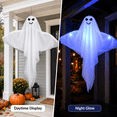 thumbnail image 4 of Clearance Light Up Hanging Ghost Decor, White Gauze Ghost Ornament with Blue LED Lights, Halloween Hanging Decoration for Front Door Porch Yard Tree Party Indoor Outdoor, 4 of 6