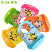1pcs Portable Detachable Waterproof Toddlers Baby Bibs w/ Big Pocket BPA Free Easily Clean Comfortable 5 Colors