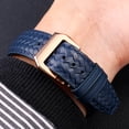 thumbnail image 4 of Correa de reloj de piel de vaca tejida para cronógrafo portugués IWC IW344205, correa de hebilla plegable Portofino de 22 mm, color azul y negro, 4 of 5