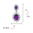 thumbnail image 4 of Bling Jewelry Crown Halo Purple Lavender Cubic Zirconia AAA CZ Oval Drop Earrings, 4 of 6