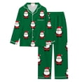 thumbnail image 5 of FUNDUFI Women's Pajama Sets Christmas Printed Button Up Long Sleeve Shirts + Stretchy Loose Fit Pants 2Pcs Sleepwear Outfits Suitable For Winter, 5 of 5