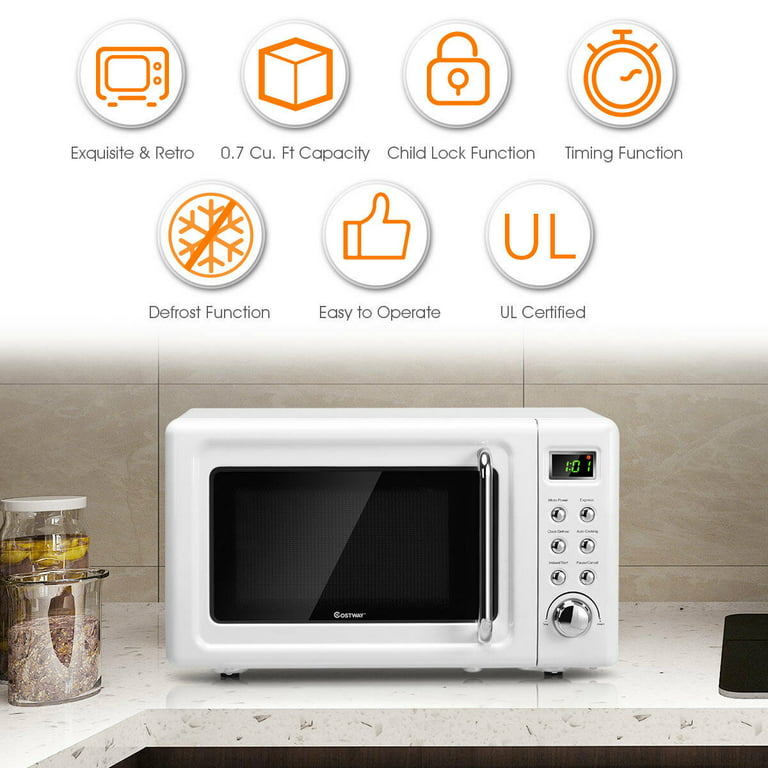 Costway 0.9Cu.ft. Retro Countertop Compact Microwave Oven 900W 8 - 19.5'' x  14'' x 11'' - On Sale - Bed Bath & Beyond - 33834115