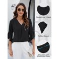 thumbnail image 6 of Women'S 3/4 Length Sleeve Tops Summer Dressy Casual Blouses Work Shirts Chiffon V Neck Outfits Black S, 6 of 8