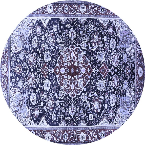 Ahgly Company Indoor Round Medallion Blue Traditional Area Rugs, 6' Round