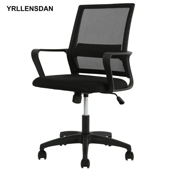 YRLLENSDAN Mesh Office Chair with Wheels Rolling Desk Chair with Arms Mesh Computer Chair for Adults Conference Room Chair Study Chair Adjustable Height,Black