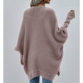 thumbnail image 6 of Knit Outwear Oversized Batwing Sleeve Slit Hem Pure Color Warm Women Front Open Sweater for Fall Winter Spring Purple M, 6 of 7