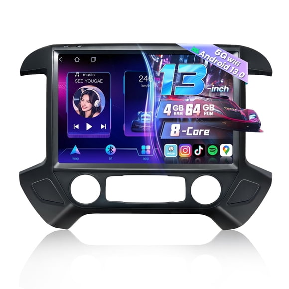 Radio de coche Gearzbtor de 13,1 pulgadas y 8 núcleos para Chevy Silverado 14-18