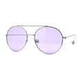 thumbnail image 2 of SA106 Round Double Bridge Metal Frame Airman Style Sunglasses Silver Purple, 2 of 4