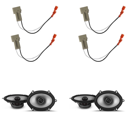 Alpine Speakers 6X8 inch for Ford F-250/F-350/F-450/F-550 1999-2004 Upgrade Kit - 4 Pack of S2 Series with Harness, Coaxial Car Audio Front Door and Rear Door or Side Panel Speaker S2-S68