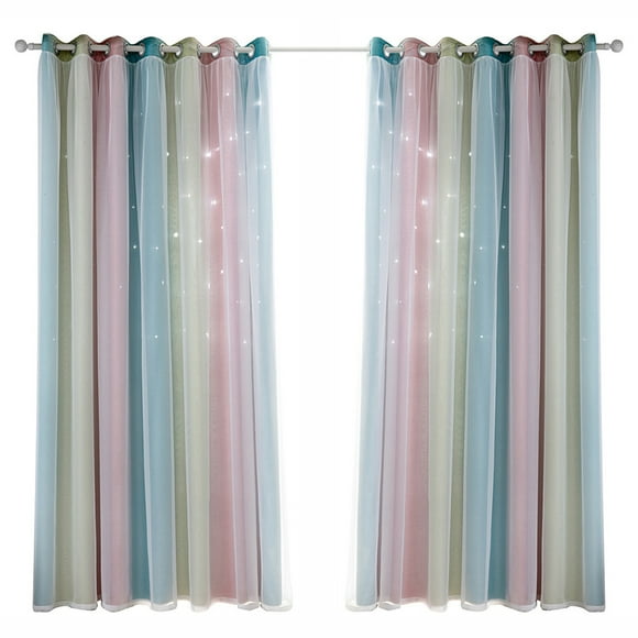 Cortinas de estrellas, cortinas opacas de estrellas para niños, niñas, dormitorio, sala de estar, co Tomshoo Cortina