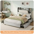 thumbnail image 6 of Amerlife Queen Size Bed Frame with Drawers,Upholstered Bookcase Headboard and Charging Station,Gray, 6 of 9
