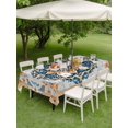thumbnail image 5 of 52x70 Inch Outdoor Tablecloth with Umbrella Hole Zipper Rectangle Bohemian Rectangular Tablecloths Outside Waterproof Boho Blue Flower Pattern Abstract Tribal Patio Table Cloth Cover for Picnic Party, 5 of 8