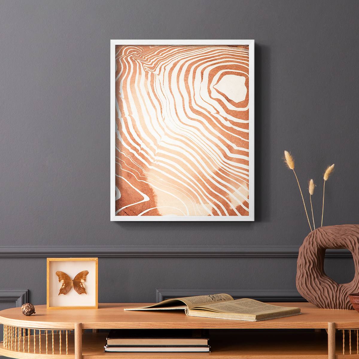 Wood Grain Suminagashi II Framed Print - Solid Wood in Single Picture Frame Solid Wood 2 Framed Print