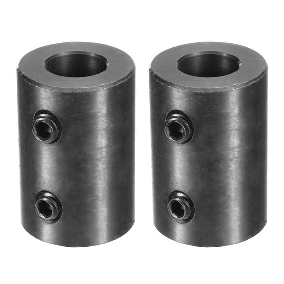 2 Pack Shaft Coupling 1/2" Bore, 1" OD, 1-1/2" Length, Black Oxide Plated Steel Rigid Coupling, (2 Set Screws)