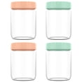 thumbnail image 1 of Grusce 4 Pcs Pots de Rangement pour Flocons d'Avoine en Verre Borosilicate Réutilisable Résistant à l'Humidité Pots Scellables Tubes en Verre Transparent avec Couvercles pour Stockage de Céréales Diverses Céréales, 1 of 5