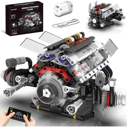 GZBricker V8 Engine Building Sets With Motor LED Light APP Control Compatible with Lego Technical Car Part Electrically Driven Model for Adults Boys 14  662PCS