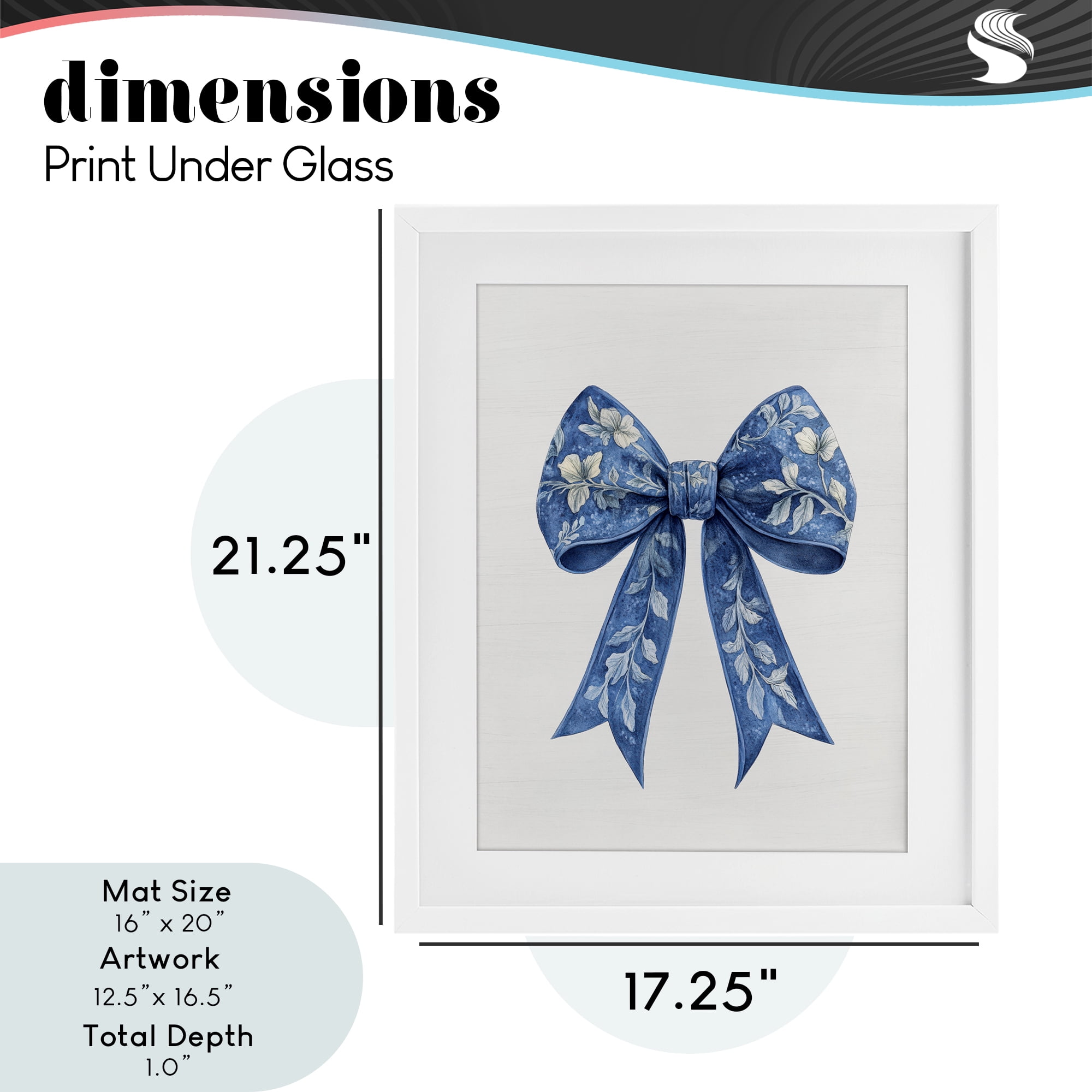Intricate Florals Ribbon White Framed Print Under Glass, design by Lettered and Lined