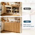 thumbnail image 4 of Terracotta Cabinet Curtains for Kitchen 35"Wx35"L, Rustic Vertical Dashed Lines Shabby Chic Leaf Cottagecore Laundry Sink Cabinets Magic Tape Short Curtain Privacy Panel for Bathroom Vanity Cabinets, 4 of 9