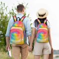 thumbnail image 6 of Casual Canvas Backpack Without Interlayer Large Capacity Stick Bag Design For Outdoor Shopping Office Outdoor Sports Tie-Dye Pattern Rainbow Colors (2) Small, 6 of 7
