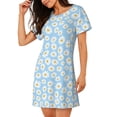 thumbnail image 2 of Fotbe Floral Daisy Bata de Dormir para Mujer con Estampado, Camisón de Algodón de Manga Corta, Ropa de Dormir Casual, 2 of 6