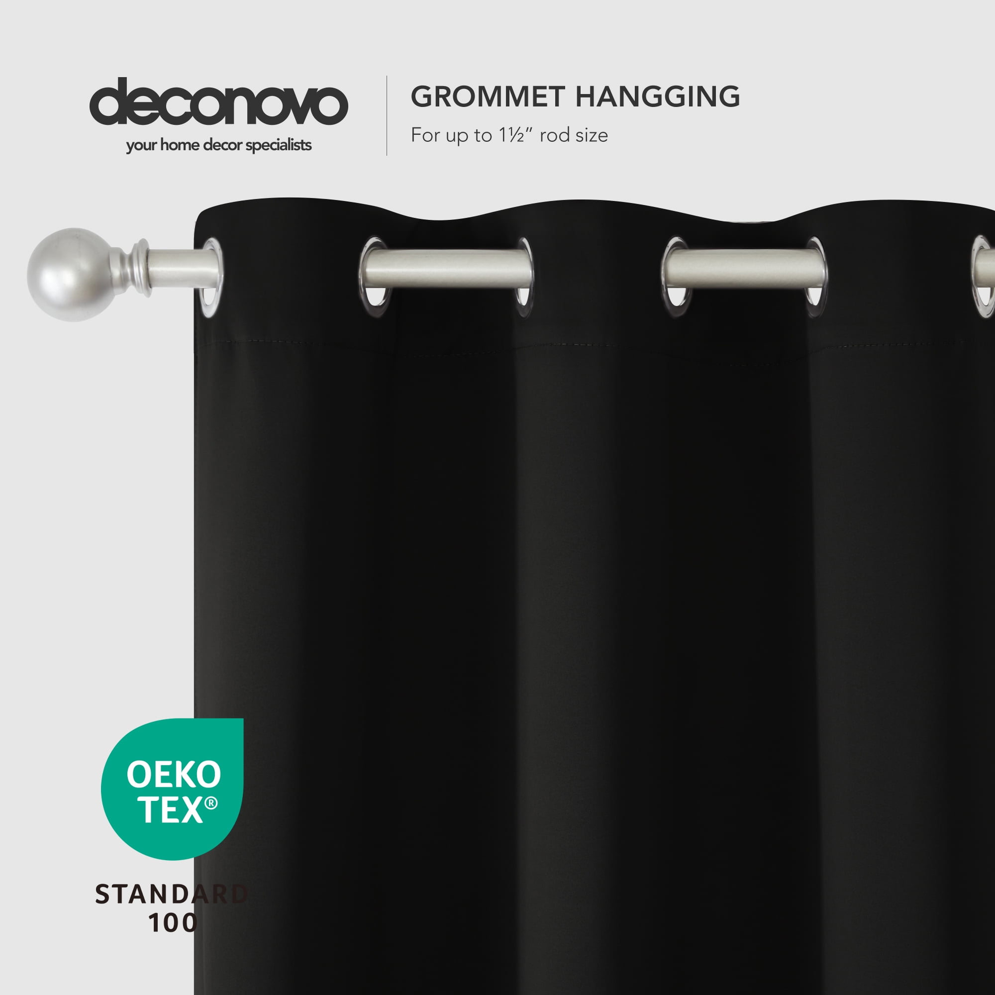 ZOPZO Room Darkening Curtains Pack of 2, Noise Reducing, Black, 42W x 54L Inch, Energy Saving Thermal Insulated Window Treatment for Living Room