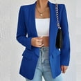 thumbnail image 2 of Ashirexll Blazers for Women Solid Color Slim Lapel Small Suit Cardigan Jacket Womens Blazers Dressy Casual Blue L, 2 of 5