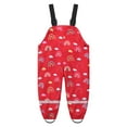 thumbnail image 5 of Wuxian Children Rain Suit Waterproof Rain Bib Pants, Boys Girls Rain Pants Cartoon Rain Trousers Lightweight Waterproof Coverall,Red,4-5 Years, 5 of 6