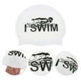 thumbnail image 3 of Unique Bargains 1 Pc Waterproof Floating Pattern Swim Cap Black White, 3 of 6