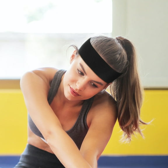 LEORX 2Pack Protection Headband Black Fabric 11.8x3.14x0.12in for Swimming Diving Yoga