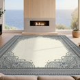 thumbnail image 2 of Design&I 8'x10' Washable Area Rug Door Geometric Curved Interlocking Border Abstract Decorative for King Size Bedroom, Under Bed, Sleek Flatweave Pet Friendly, 2 of 7