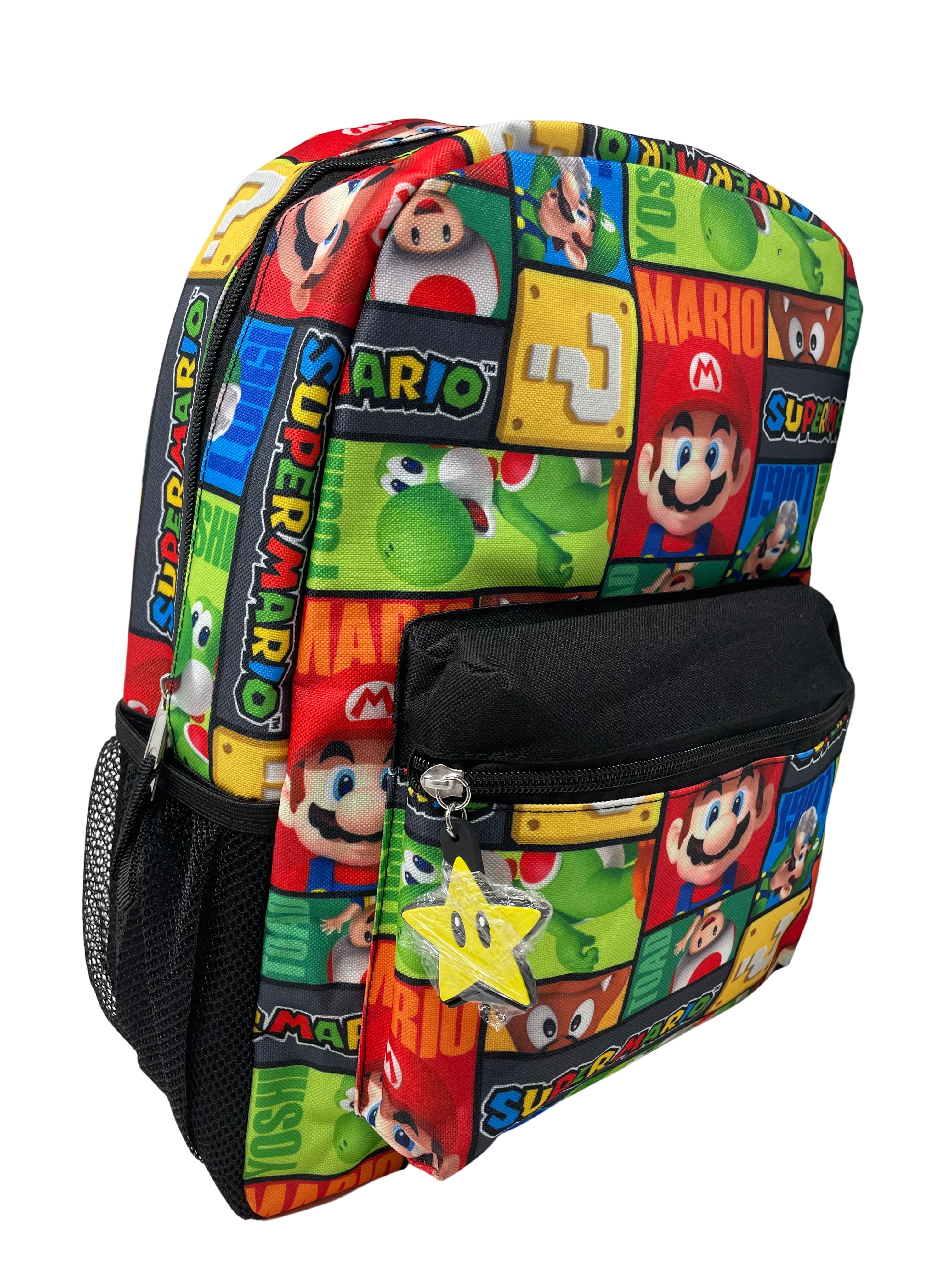 Print 16" Backpack/ School Book Bag NWT! Super Mario Bros Laptop Pocket COOL 