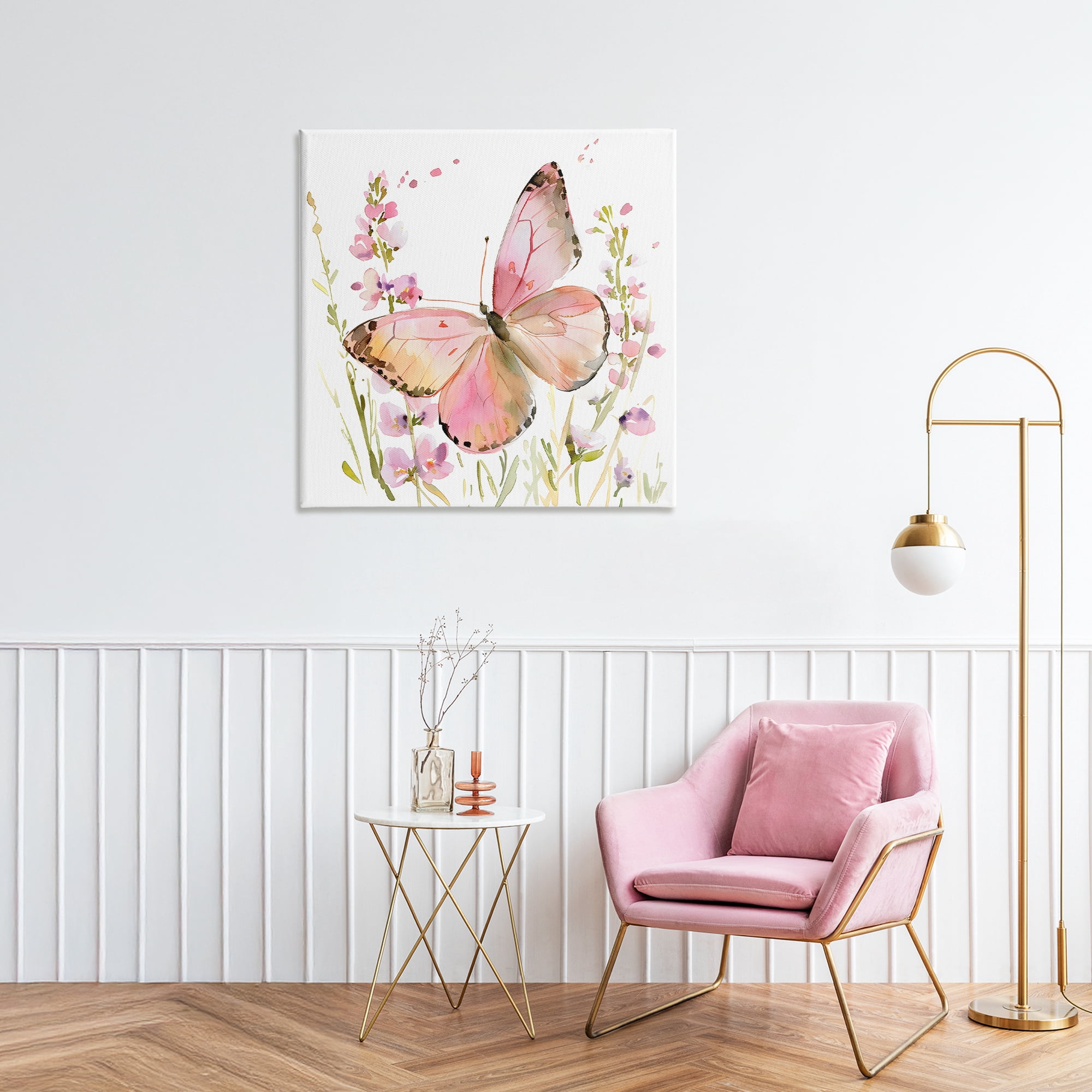 Stupell Industries Colorful Spring Butterfly Pink Canvas Wall Art, design by Creative Studio