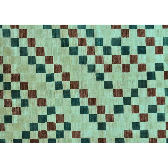 Ahgly Company Indoor Rectangle Checkered Light Blue Modern Area Rugs, 4' x 6'