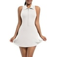 thumbnail image 2 of Stylish SMihono Tennis Dress for Women, Tennis Golf Dresses with Built in Shorts and Pockets for Sleeveless Workout Athletic Dresses White M, 2 of 9