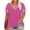 Hot Pink, variant on Plus Size Womens Versatile V-Neck T-Shirt Rhinestone Trim Color Block Striped Sleeve Loose Fit Casual Spring Summer Tops for All Occasions Wear