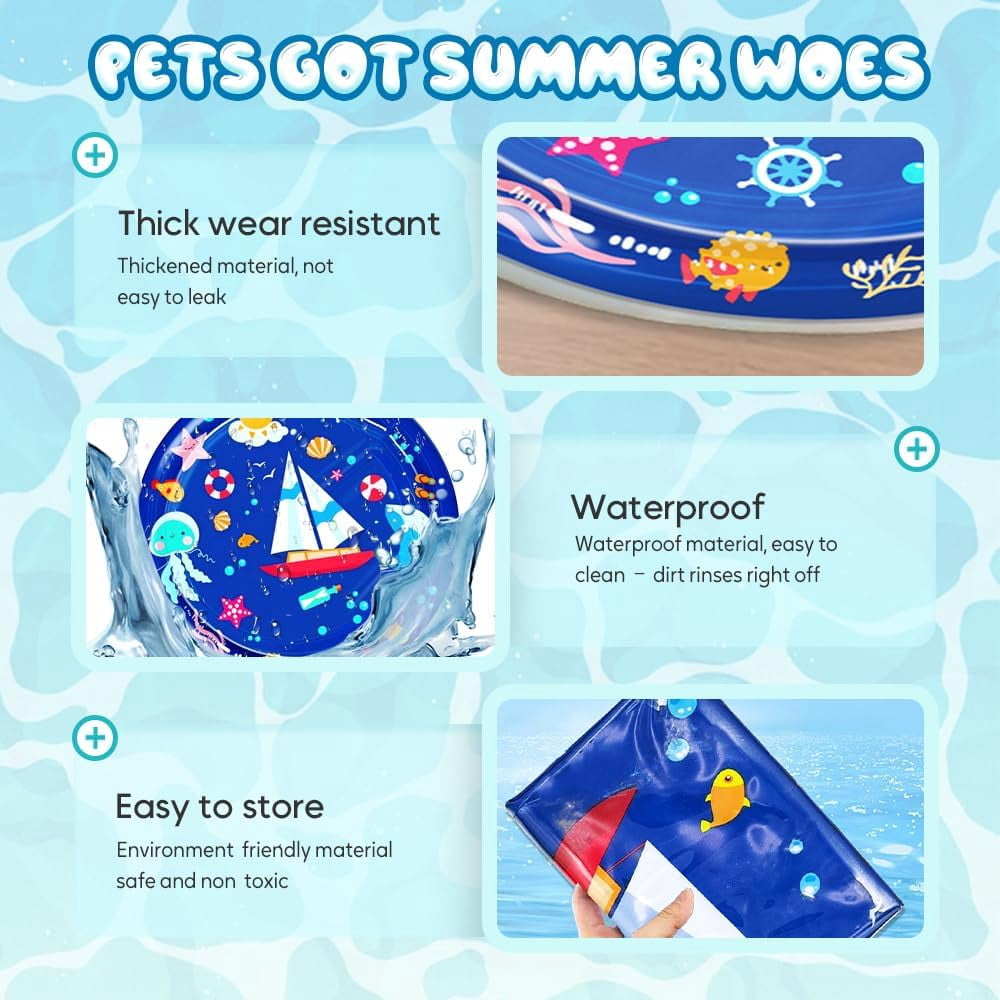 Thickened Water Sensor Play Mat, 2025 New Sensory Water Play Mat for Cats Pet, Cat Water Play Mat, Water Sensor Mat for Kids Cool Comfort Inflatable Tummy Time Water Mat (A13)