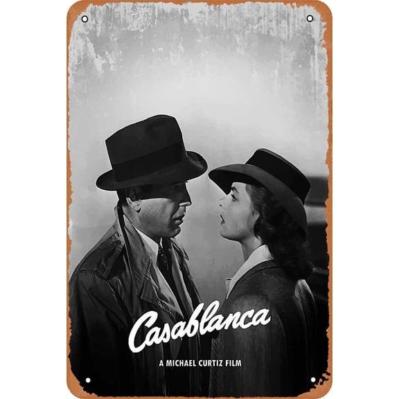 Casablanca Movie Poster Tin Sign Vintage Style Metal Sign Man Cave Bar home Club Wall Decorations 8x12Inch