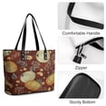 thumbnail image 4 of Autumn Pumpkins Maroon Background Woman Leather Handbags Large Tote Bag Fashion Portable Handbags With Zipper, 4 of 7