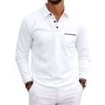 thumbnail image 3 of Hearthz Big and Tall Polo Shirts for Men Soft Breathable Moisture Wicking Long Sleeve Shirts for Men Plain Collared Mens Golf Polo with Pocket White L, 3 of 9