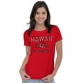 thumbnail image 3 of Hawaii Hibiscus Flower Distressed HI Womens Slim Fit Graphic Tee Brisco Brands S, 3 of 5