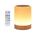 thumbnail image 1 of Luz nocturna recargable - 1 unidad - Diseño con aspecto de madera - Encendido inalámbrico - 13 colores - 3 niveles de brillo - Función de temporizador - Control táctil y remoto - Batería de 1500 mAh, 1 of 7
