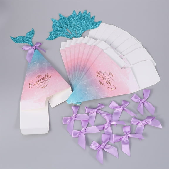 SASABAXI Mermaid Snack Box 10Pcs Assorted Color for Candy Holder Birthday Party Favors 6x2.4x7.1in