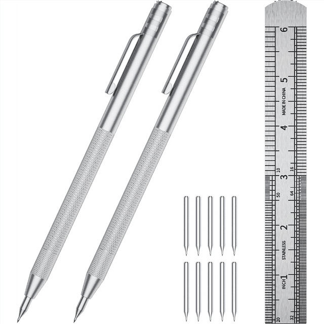 2 Pack Tungsten Carbide Scriber, Metal Scribe Tool Handle & Magnet, Engraving Pen for Glass/Ceramics/Metal Sheet