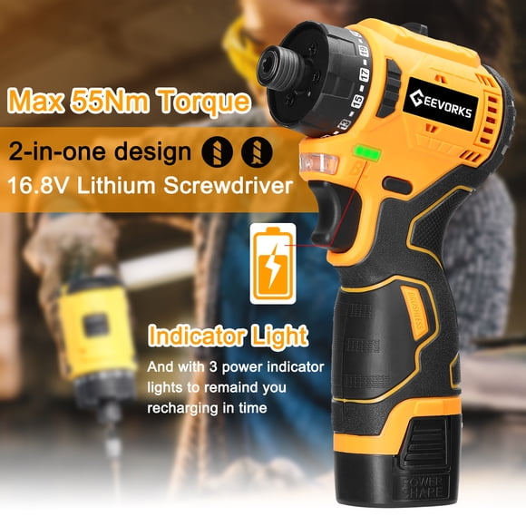 Electric screwdriver,Driver Computers Appliances Torque Tool Kit Screw Driver Computers 16.8v Kit Screw Driver 55nm Torque Tool Eryue 18v Lithium Laoshe
