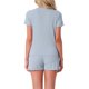 thumbnail image 3 of Conjunto de pijama para mujer INSPIRE CHIC de 2 piezas con top de manga corta y cuello redondo, pantalones cortos con volantes y bolsillo, talla XS, color azul, 3 of 6