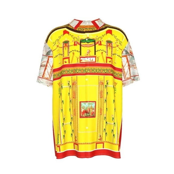 The House of Divino ADS-3MCSDS08-06CG3-FFFFFF-XL Gilmores Golden Glow Short Sleeve Button Shirts - Extra Large